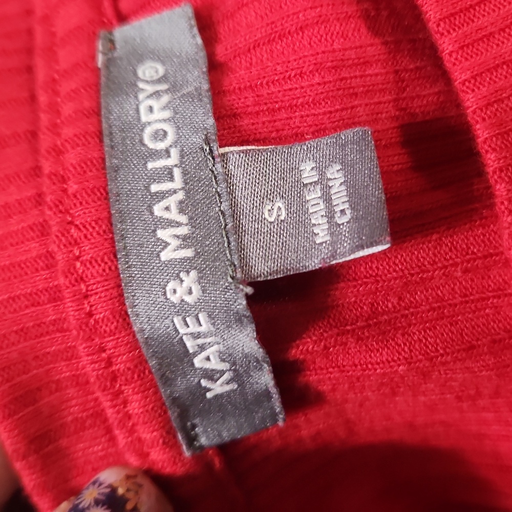 Small Ruffled Red Ribbed Sweater - image 4